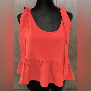 Romwe Orange brick sleeveless cropped top - Size Medium